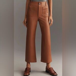 Anthropologie Maeve Colette Wide Leg Faux Leather Cropped High Rise Pants 27